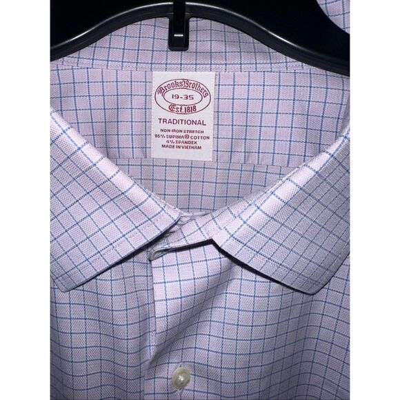 Brooks Brothers Other - Brooks Brothers Purple Blue Windowpane Non-Iron Traditional Fit 19 - 35 GUC